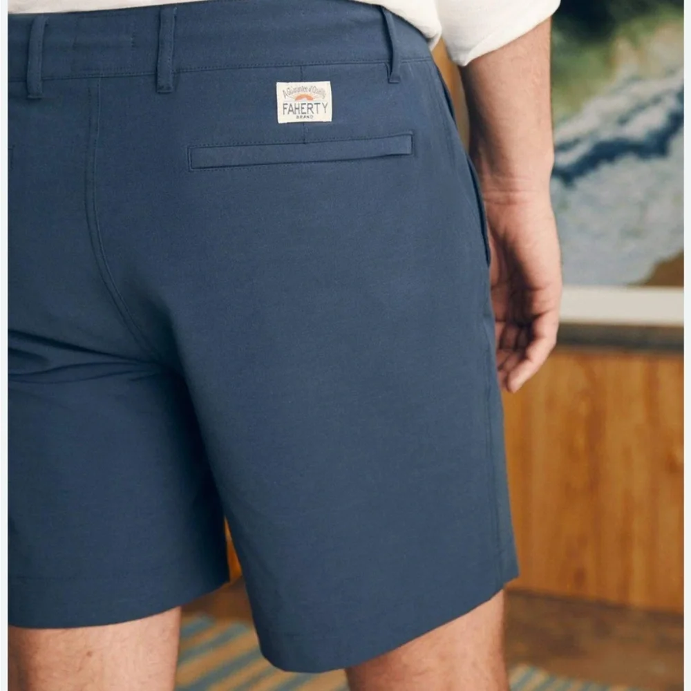 Faherty Men’s All Day 9” Shorts | Dark Blue Nights | Size 38”